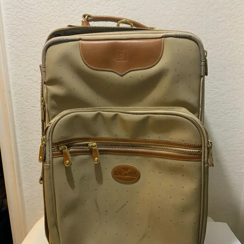 King Ranch, leather trim suitcase roller bag carry-on, luggage 22”